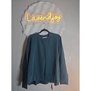 Peace Love World Crewneck Green pullover Sweatshirt Womens Size L